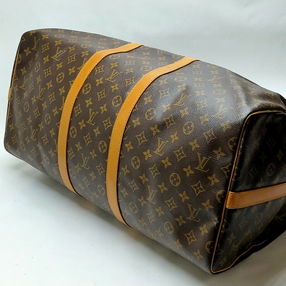 AUTHENTIC Louis Vuitton LV Boston Bag Keepall Bandouliere 55 Browns Monogram - Picture 6 of 11
